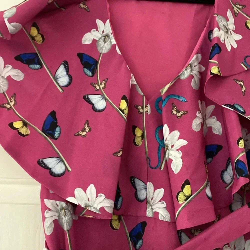 Borgo De Nor Dress Fuchsia Butterfly Floral Printed Maxi Dress Size UK 8 US‎ 4 - Picture 6 of 12